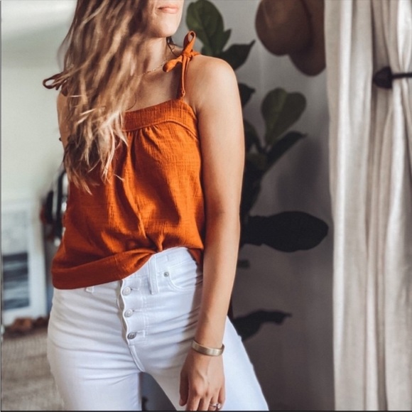 Madewell Tops - NWT Madewell Crosshatch Tie Strap Tank Top